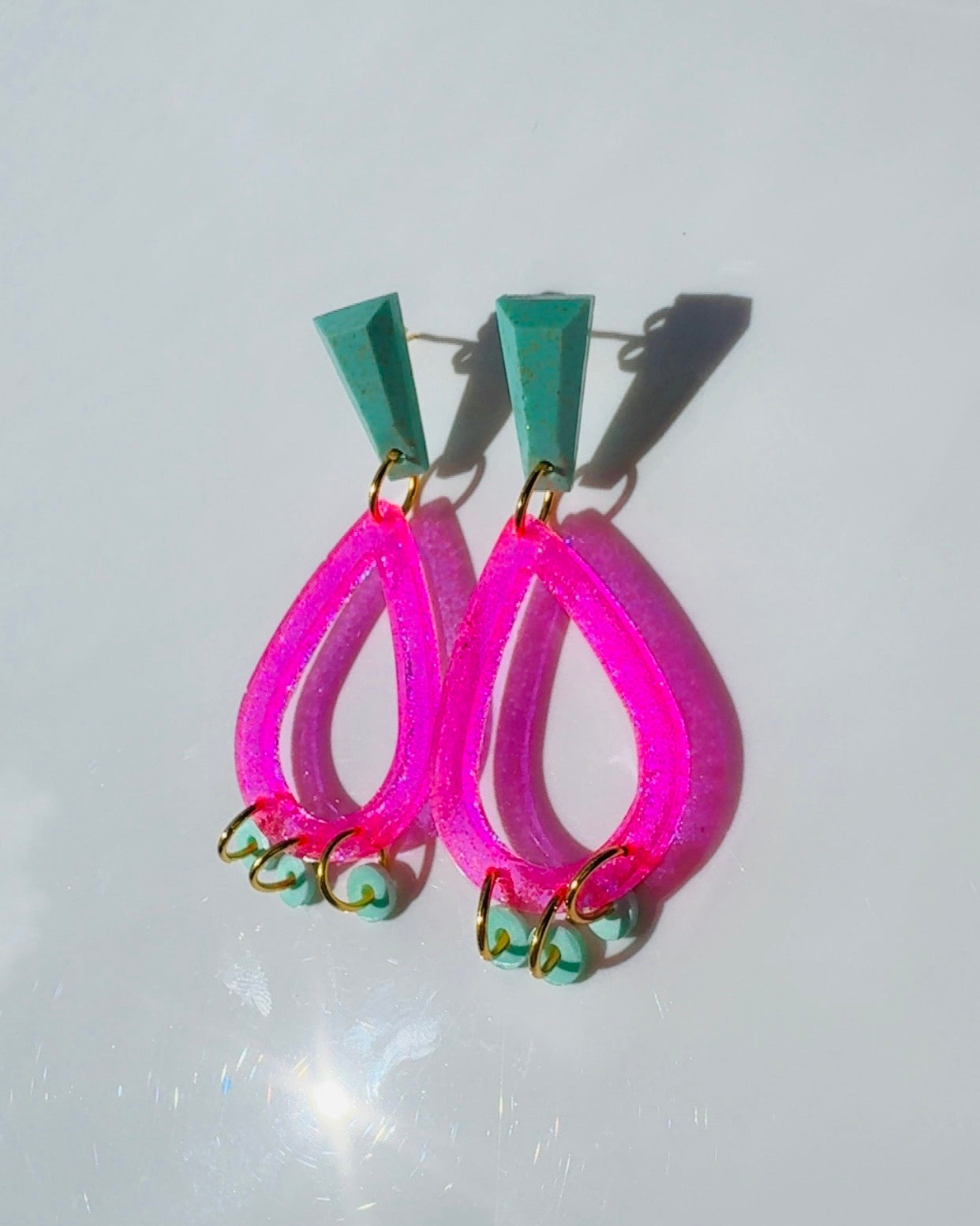 Hot Pink Turquoise Earrings