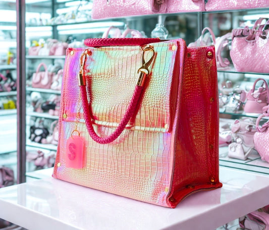 Signature Pink Croc Handbag
