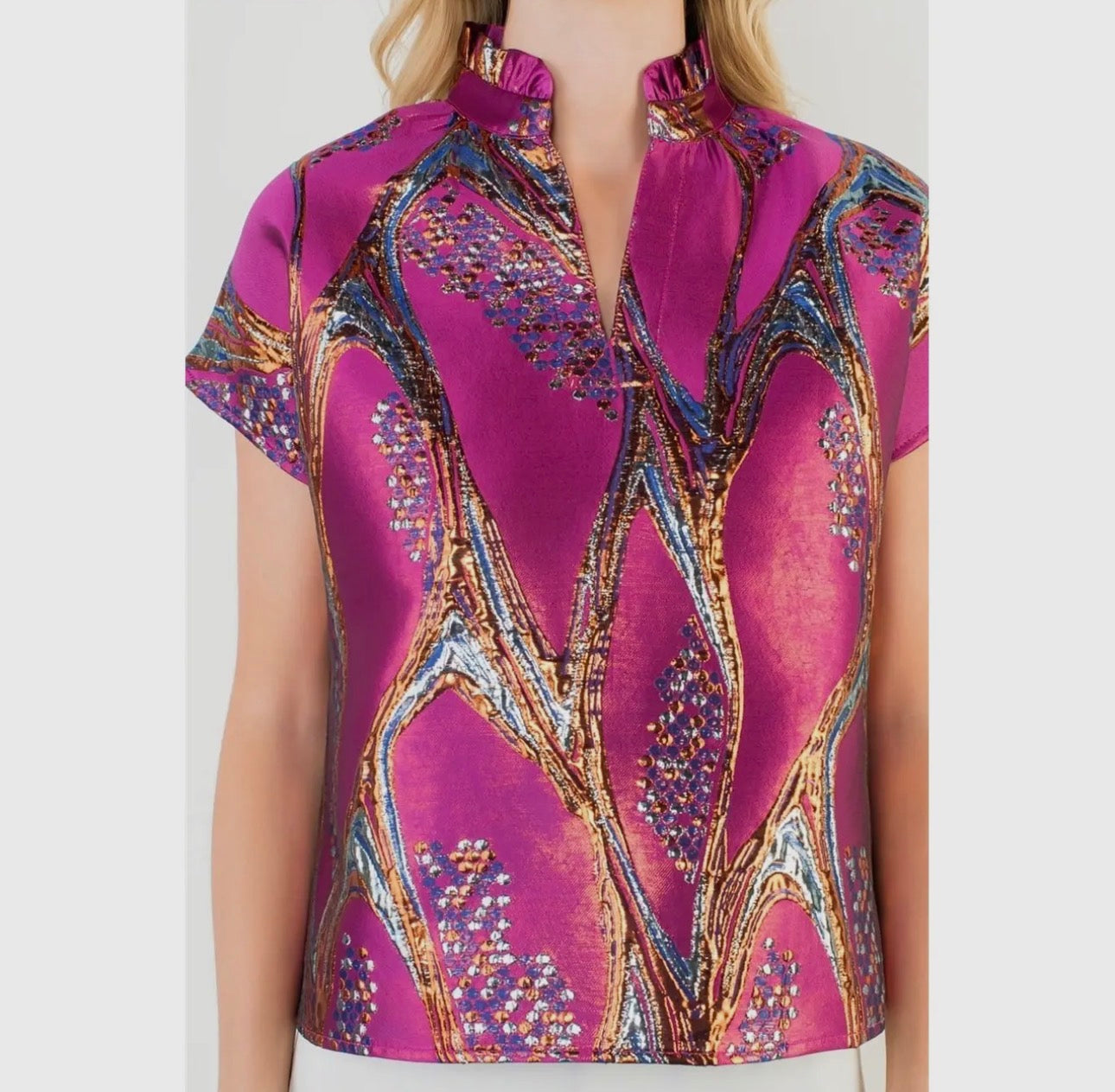 Metallic Jacquard Top