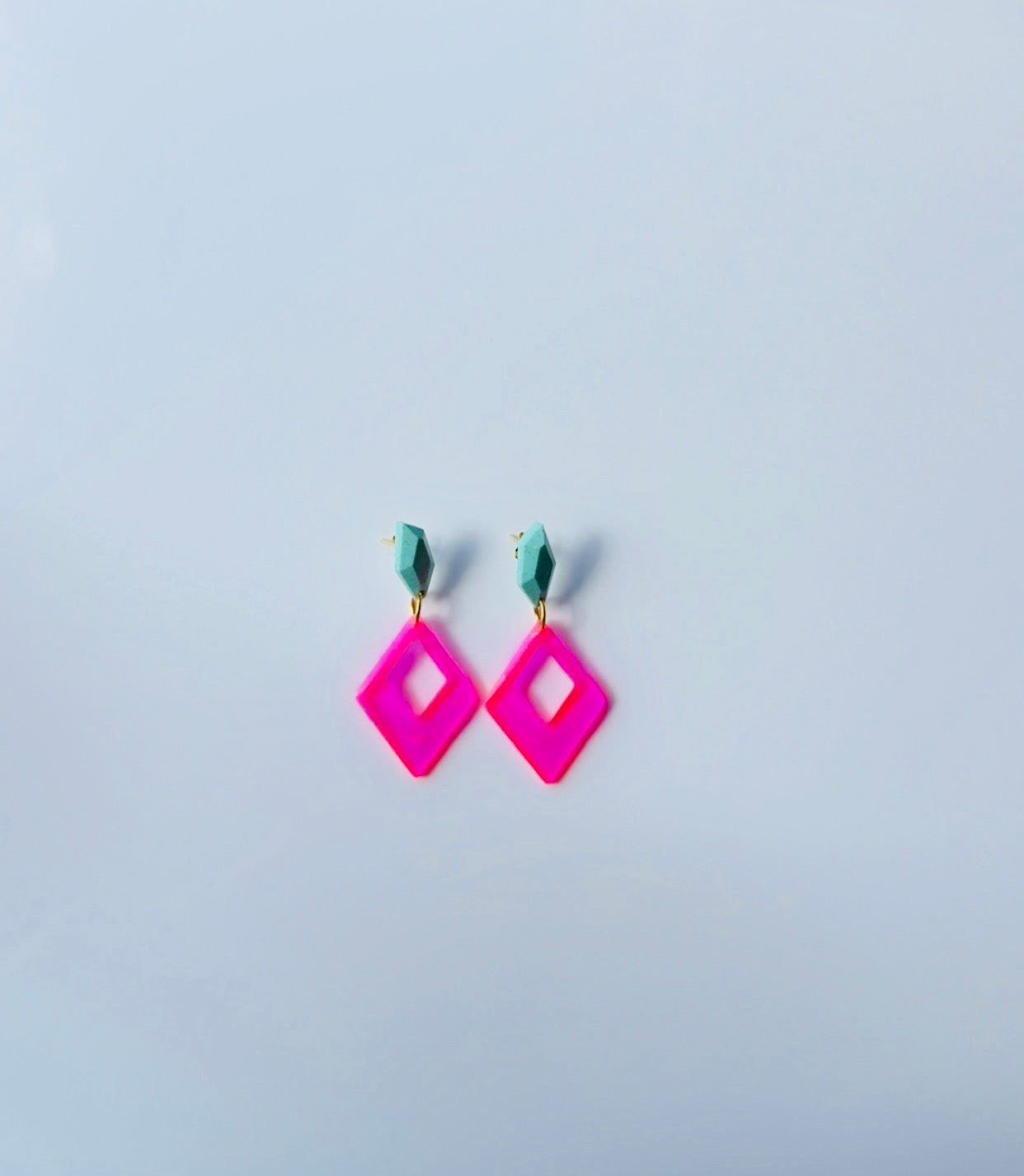 Hot Pink Geo Drop Earrings