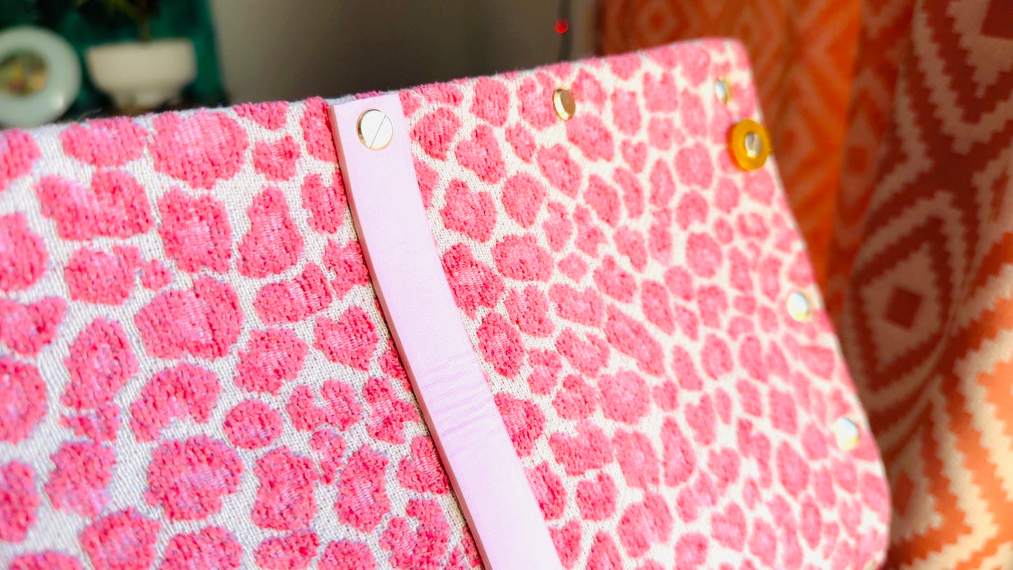 Pink Leopard Chenille Clutch