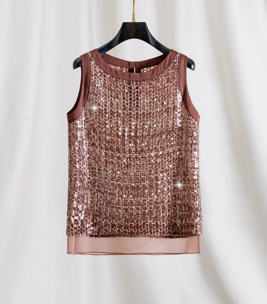 Silk Organza Sequin Sleeveless
Luxury Summer Top