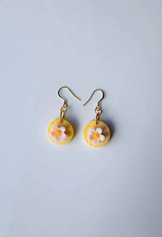 Yellow Stone Floral Earrings