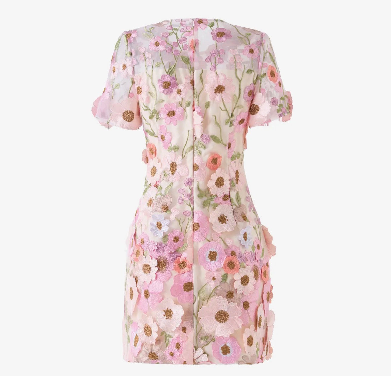 Floral 3D Mini Dress Blush