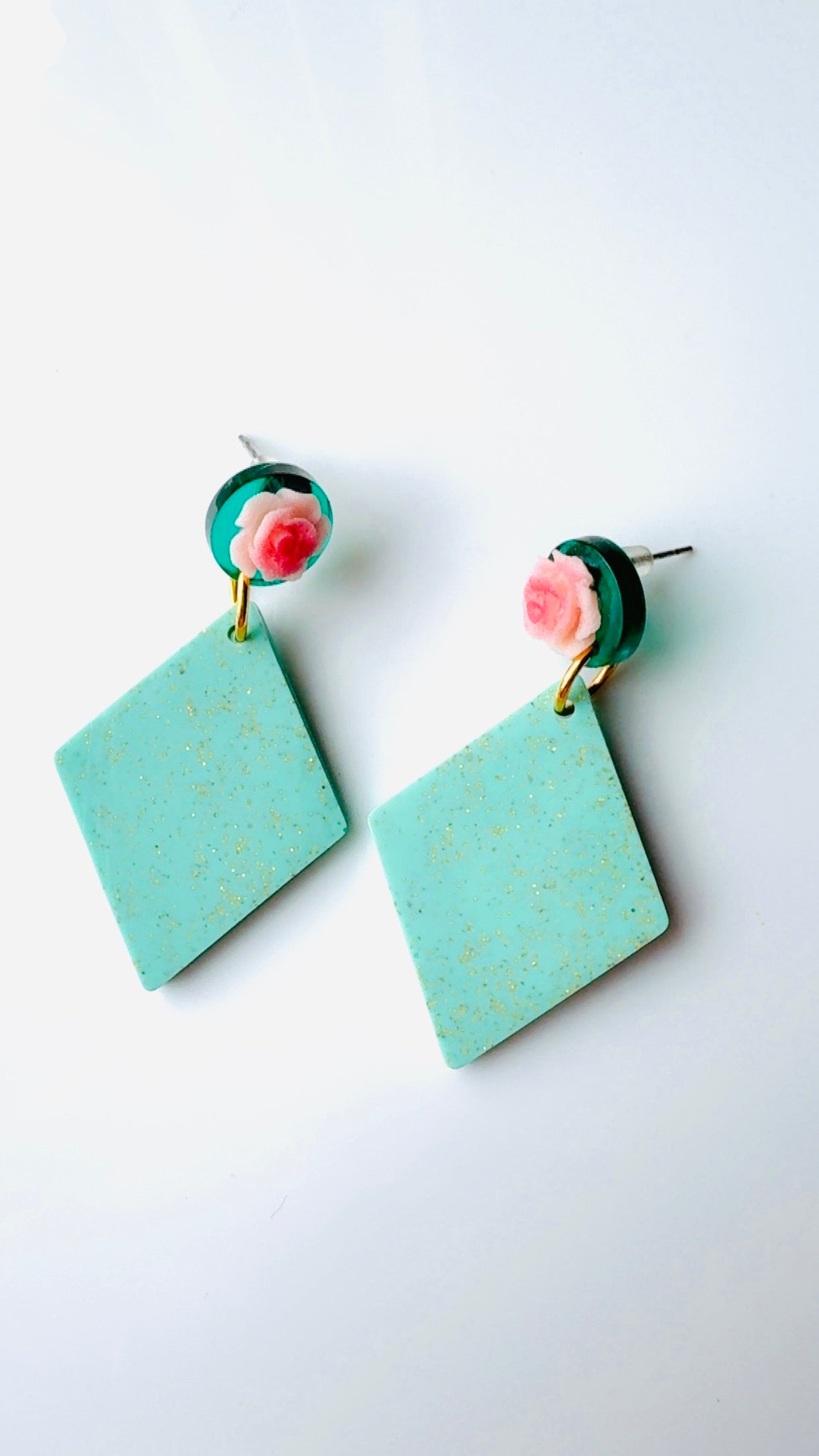 Blue Rose Triangle Dangle
