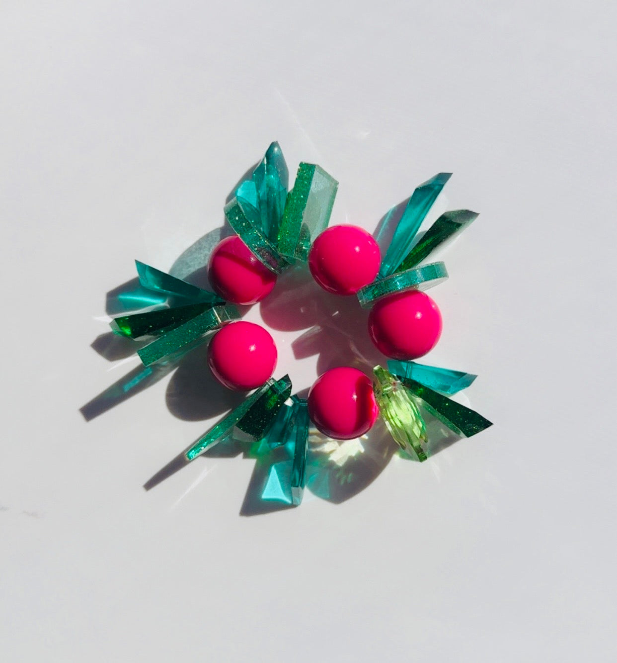 Hot Pink Teal Geo Bracelet