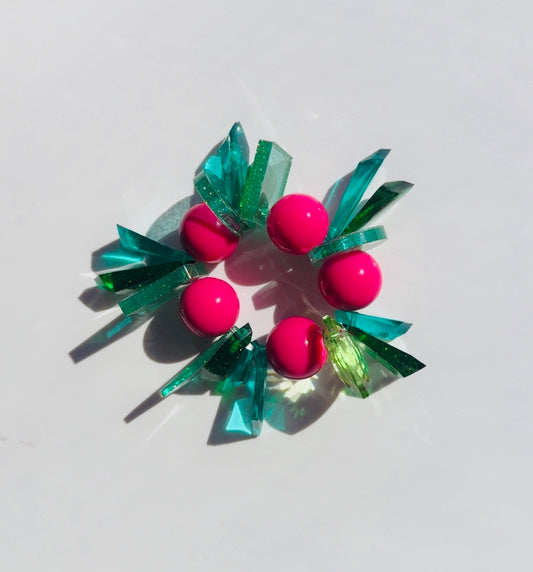 Hot Pink Teal Geo Bracelet