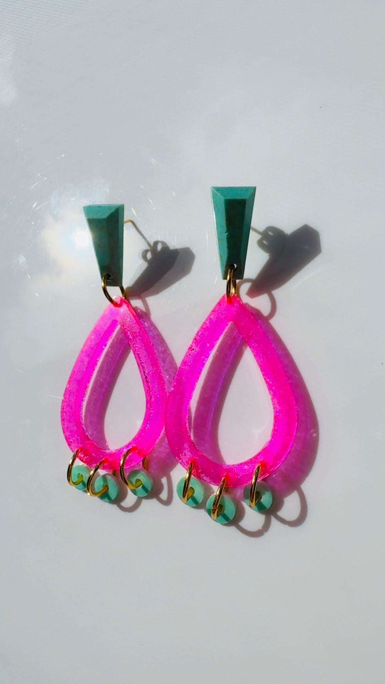 Hot Pink Turquoise Earrings