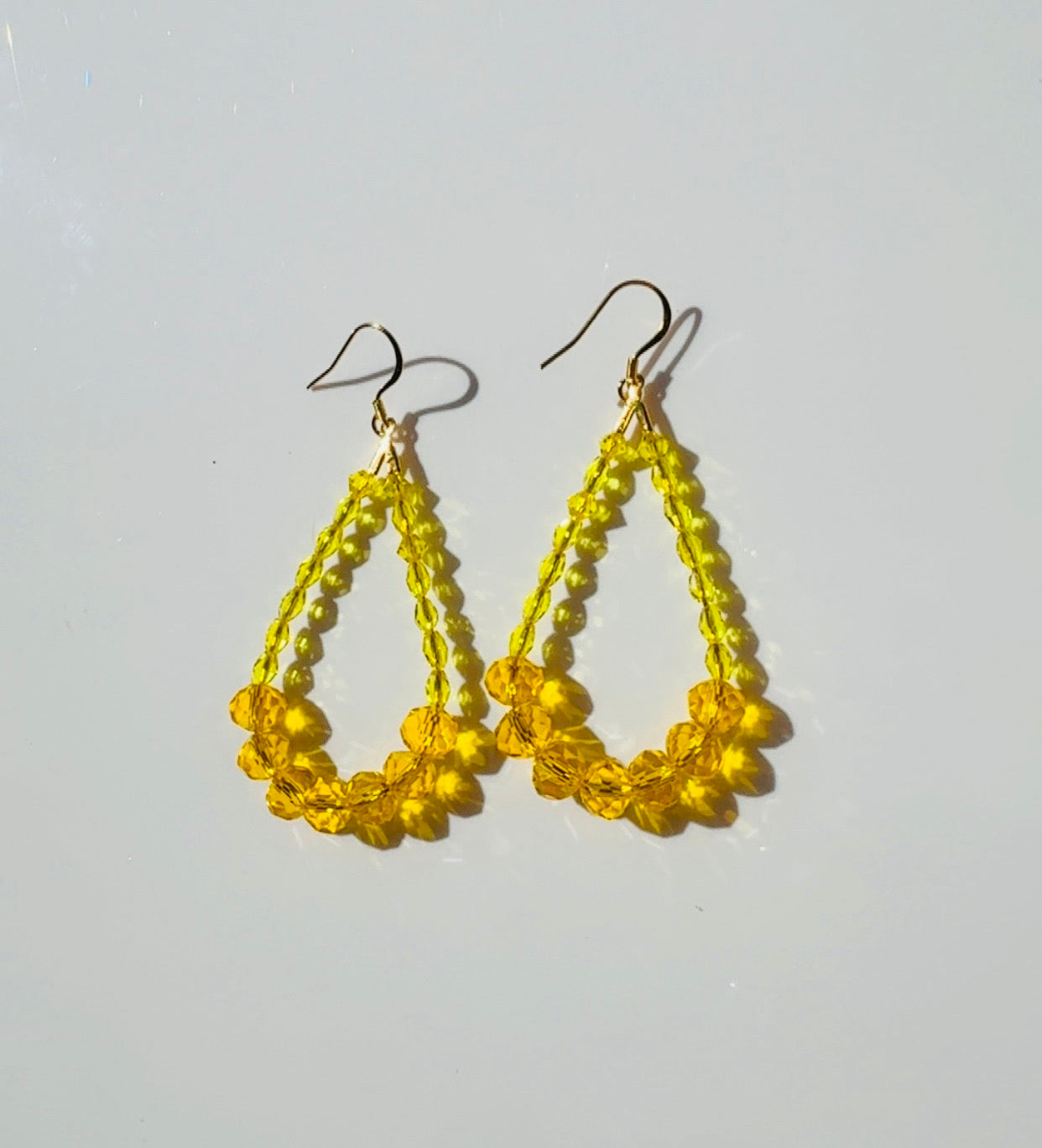Yellow Crystal Pendulum Earrings ￼