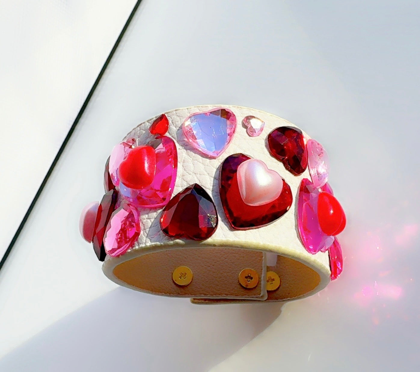 Heartbreaker White Leather Cuff