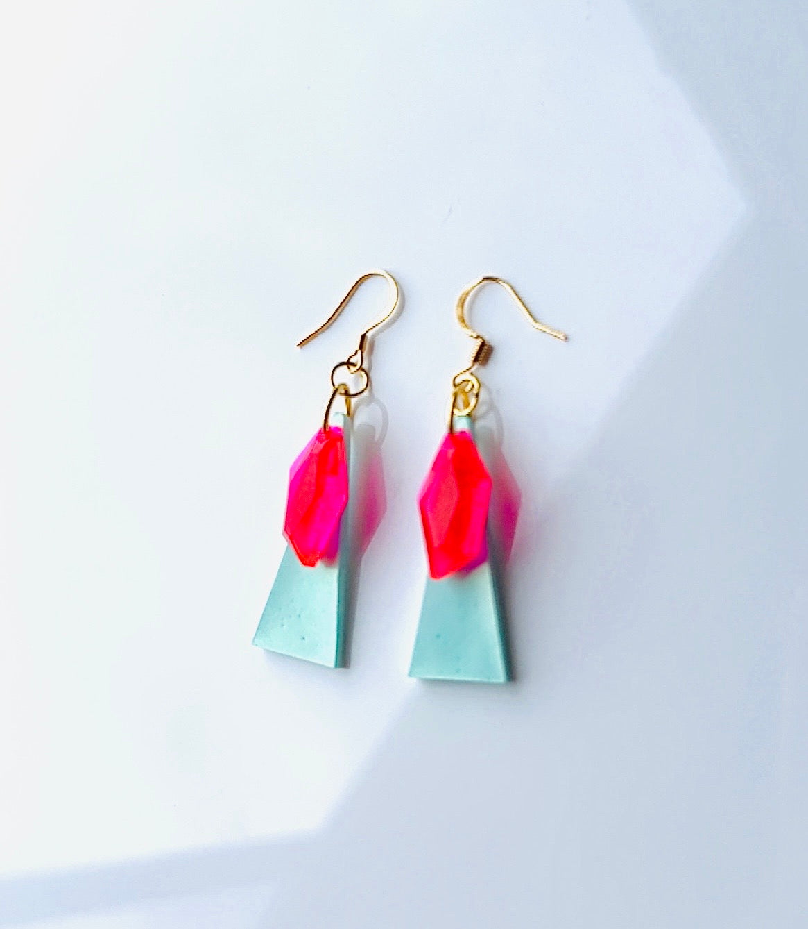 Blue Pink Parrot Earrings