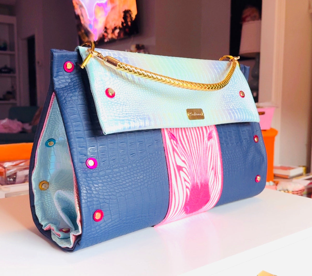 AS Signature Zebra Handbag Blue