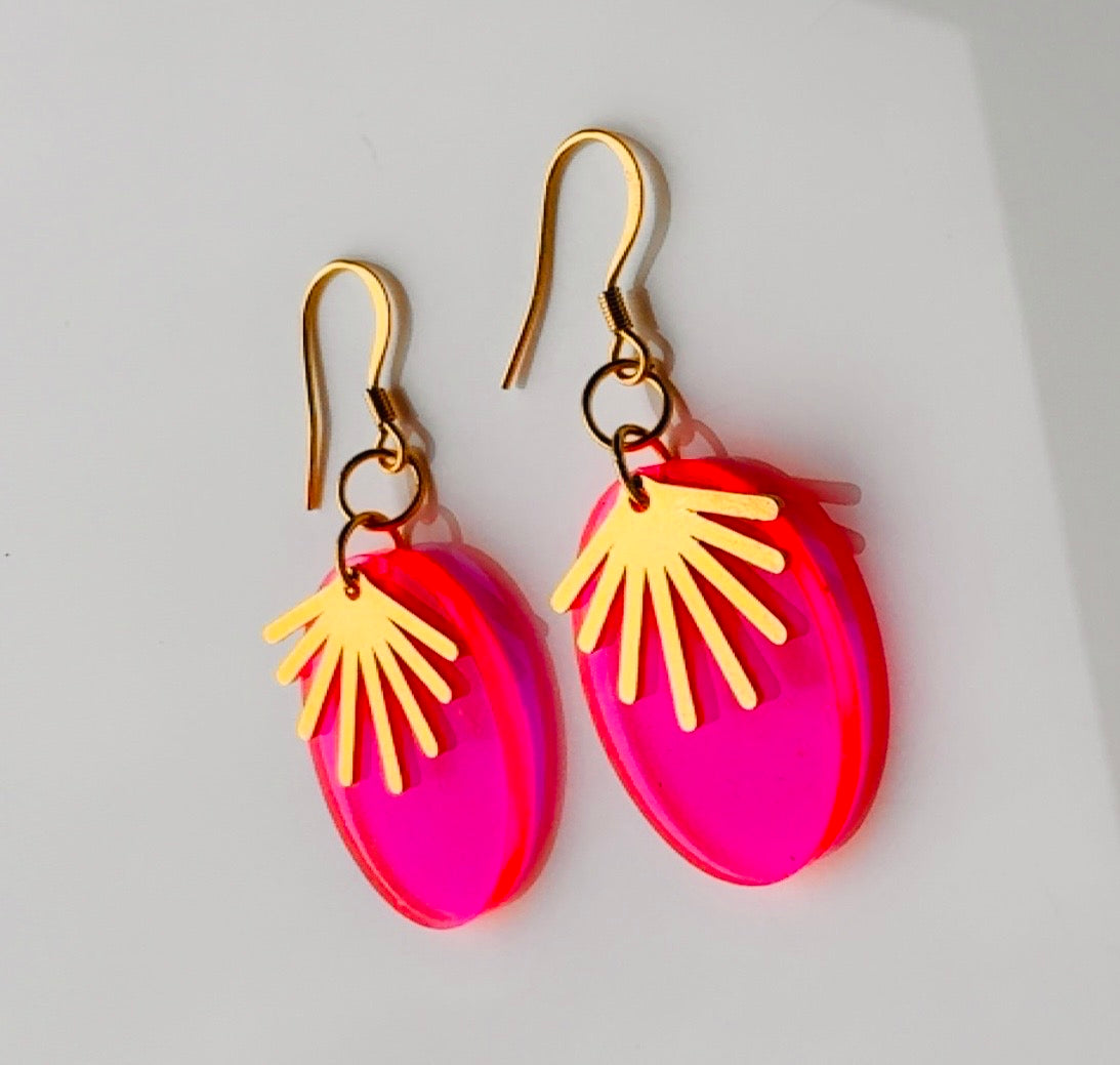 Hot Pink Starburst Earrings