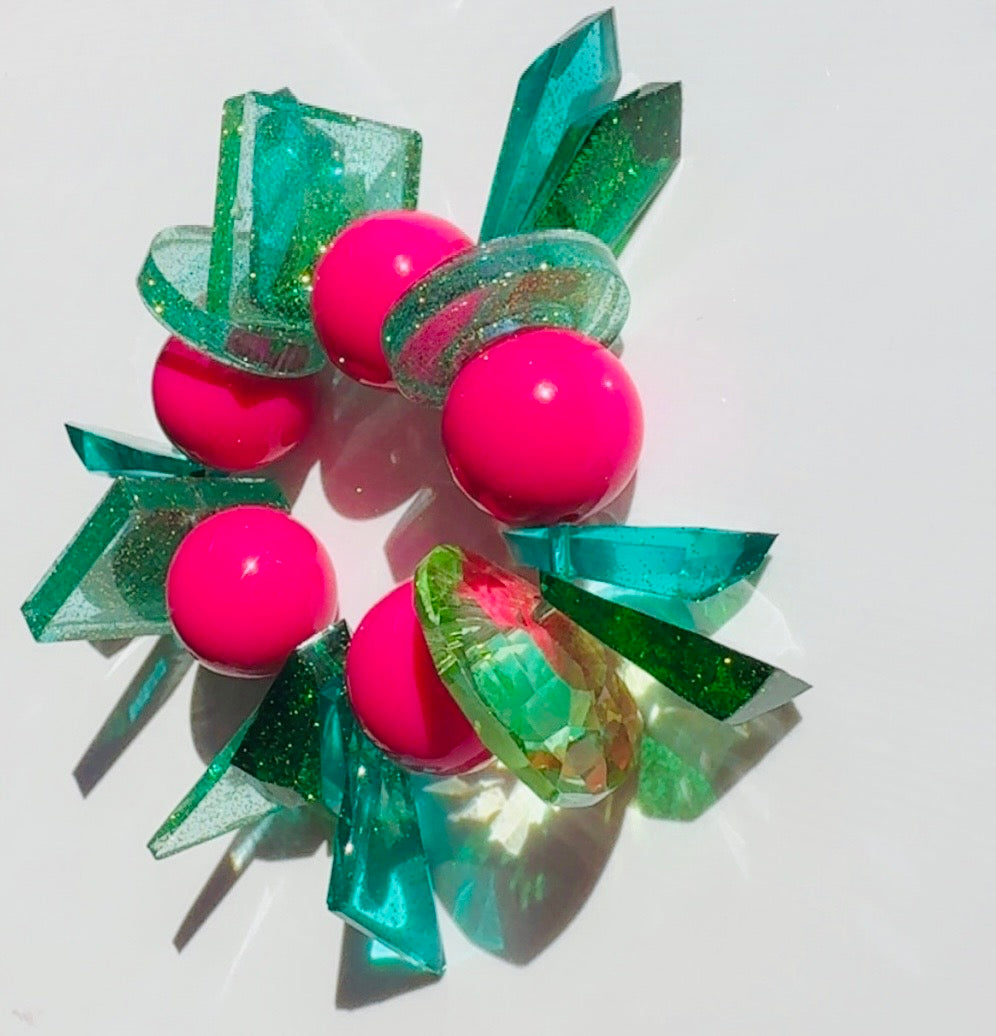 Hot Pink Teal Geo Bracelet