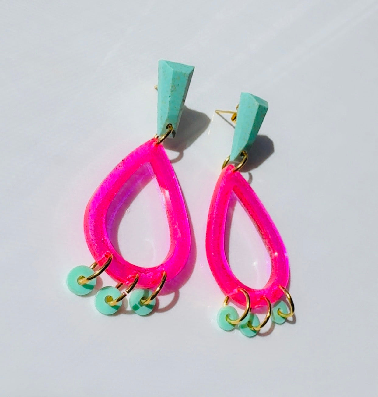 Hot Pink Turquoise Earrings