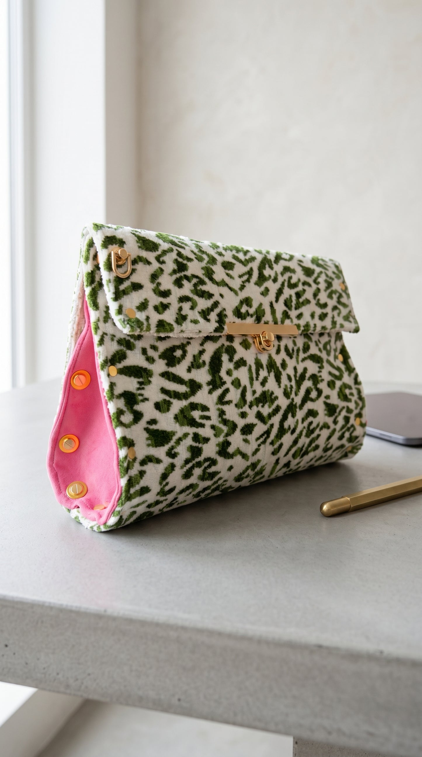 Wicked Green and Pink Clutch
