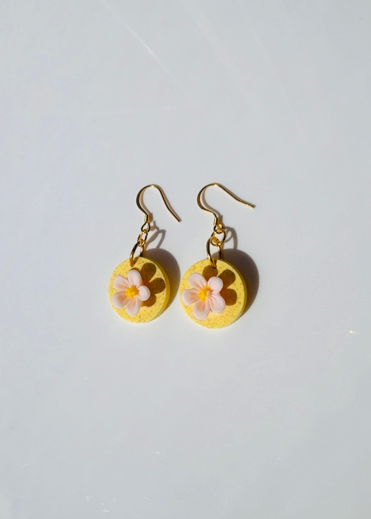 Yellow Stone Floral Earrings