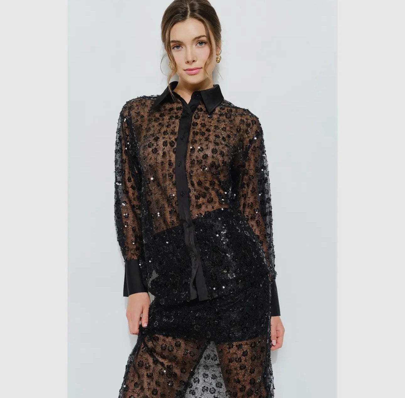 Black Sequin C-Thru Set