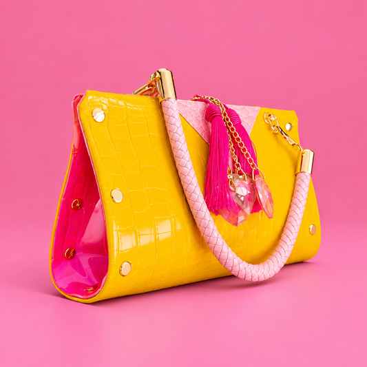 Yellow Brick Rd and Pink Vinyl Clutch