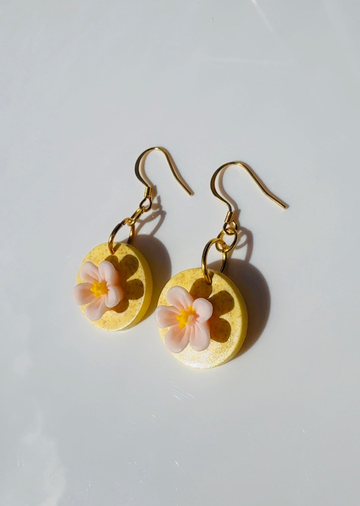 Yellow Stone Floral Earrings