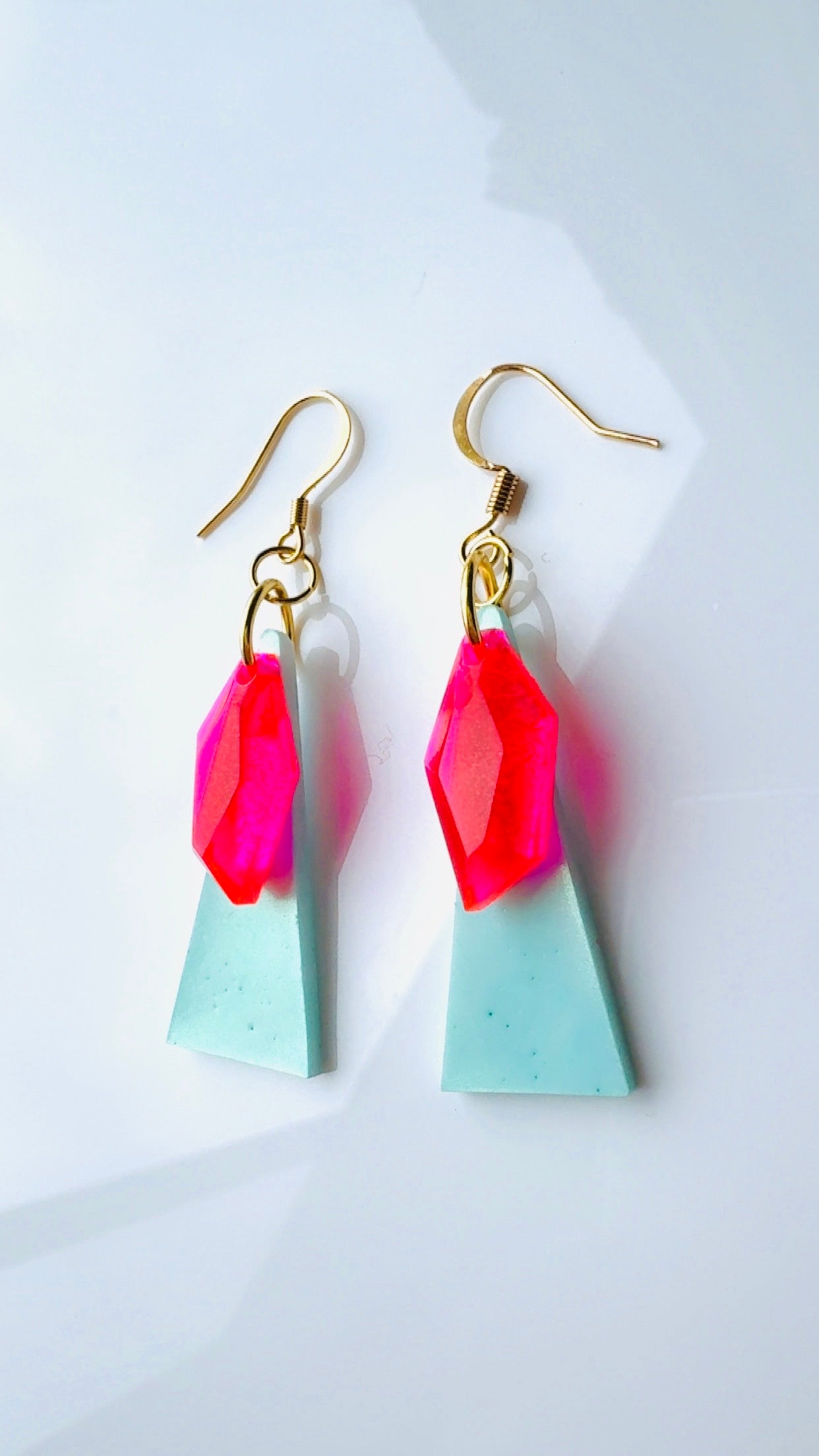 Blue Pink Parrot Earrings