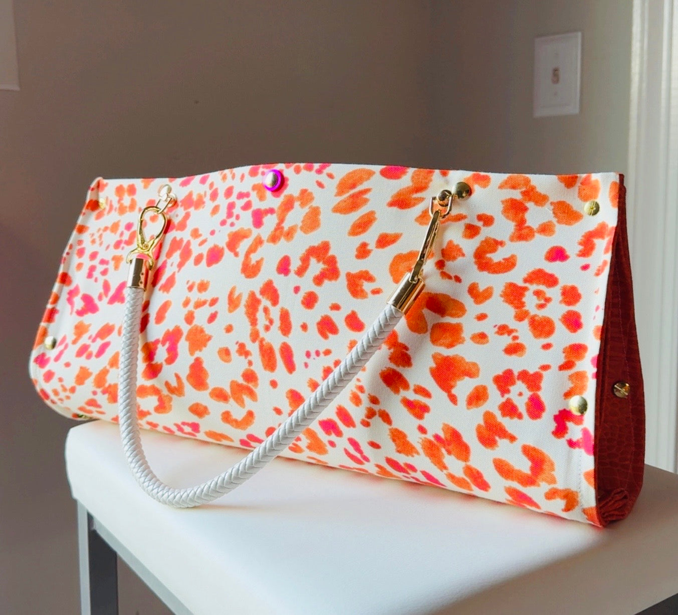 Sherbet Leopard Large Clutch