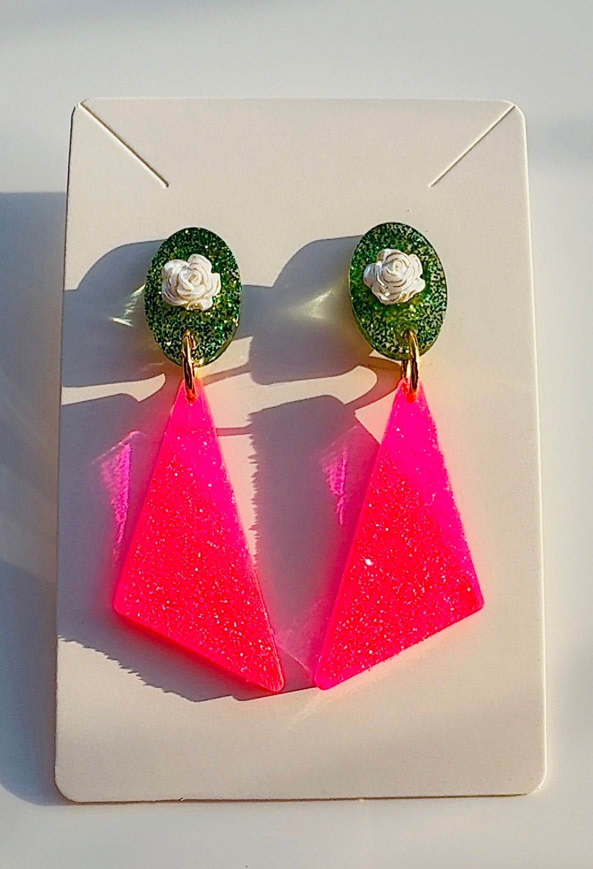 Hot Pink Pendulum Earrings ￼