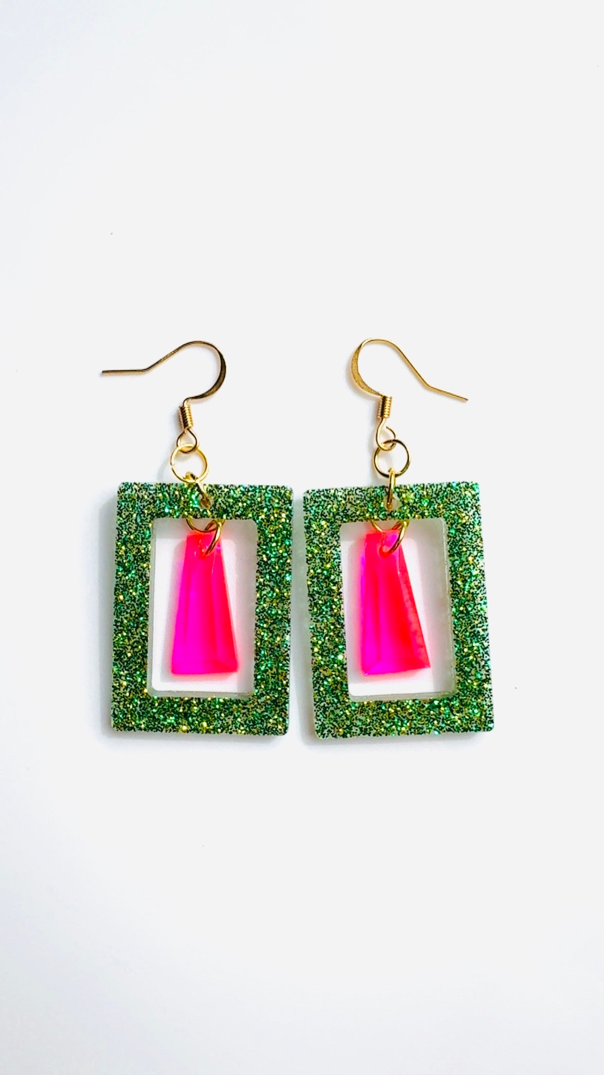 Wicked Green and Pink Earrings