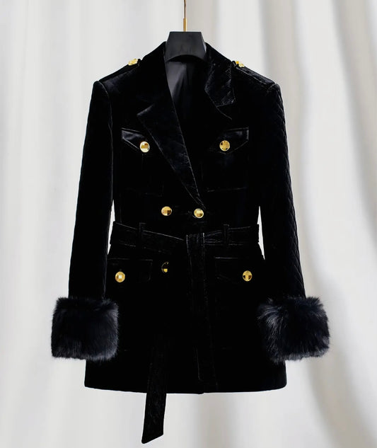 Shania Black Velvet Jacket