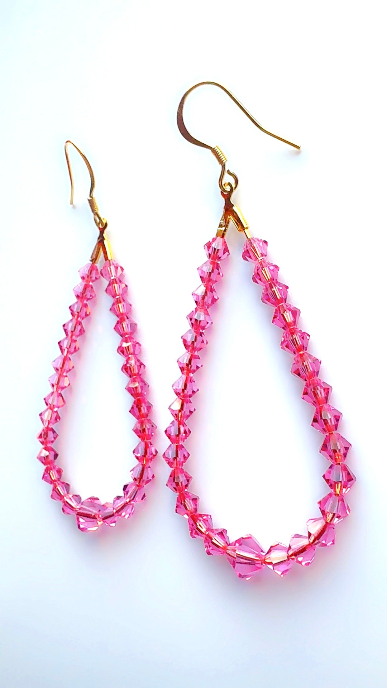Pink Crystal Drop Ear Candy