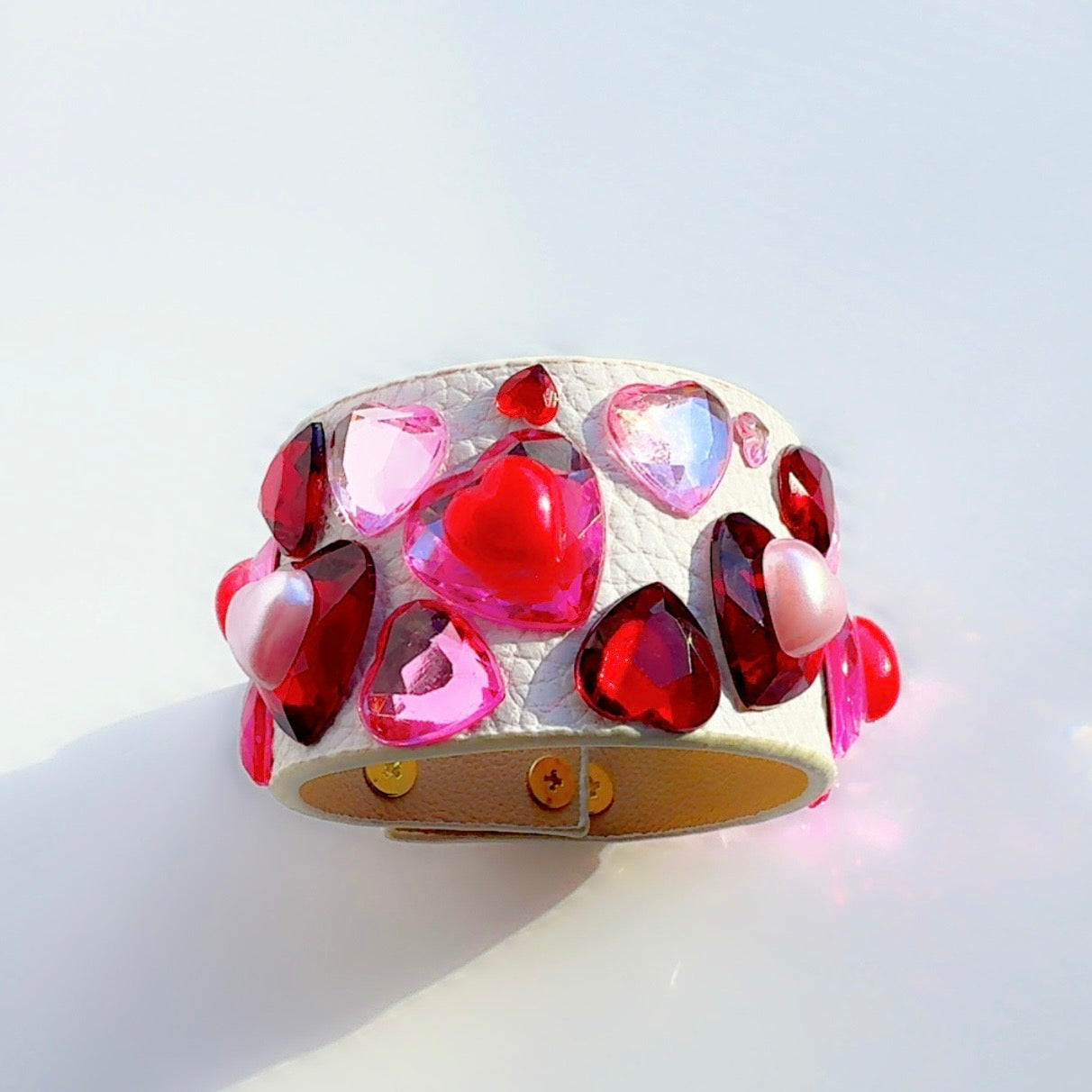 Heartbreaker White Leather Cuff