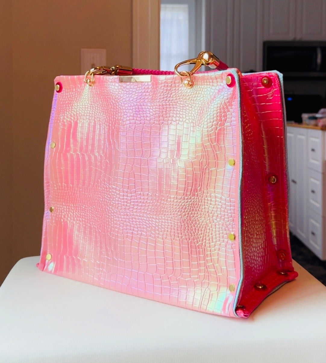 Signature Pink Croc Handbag