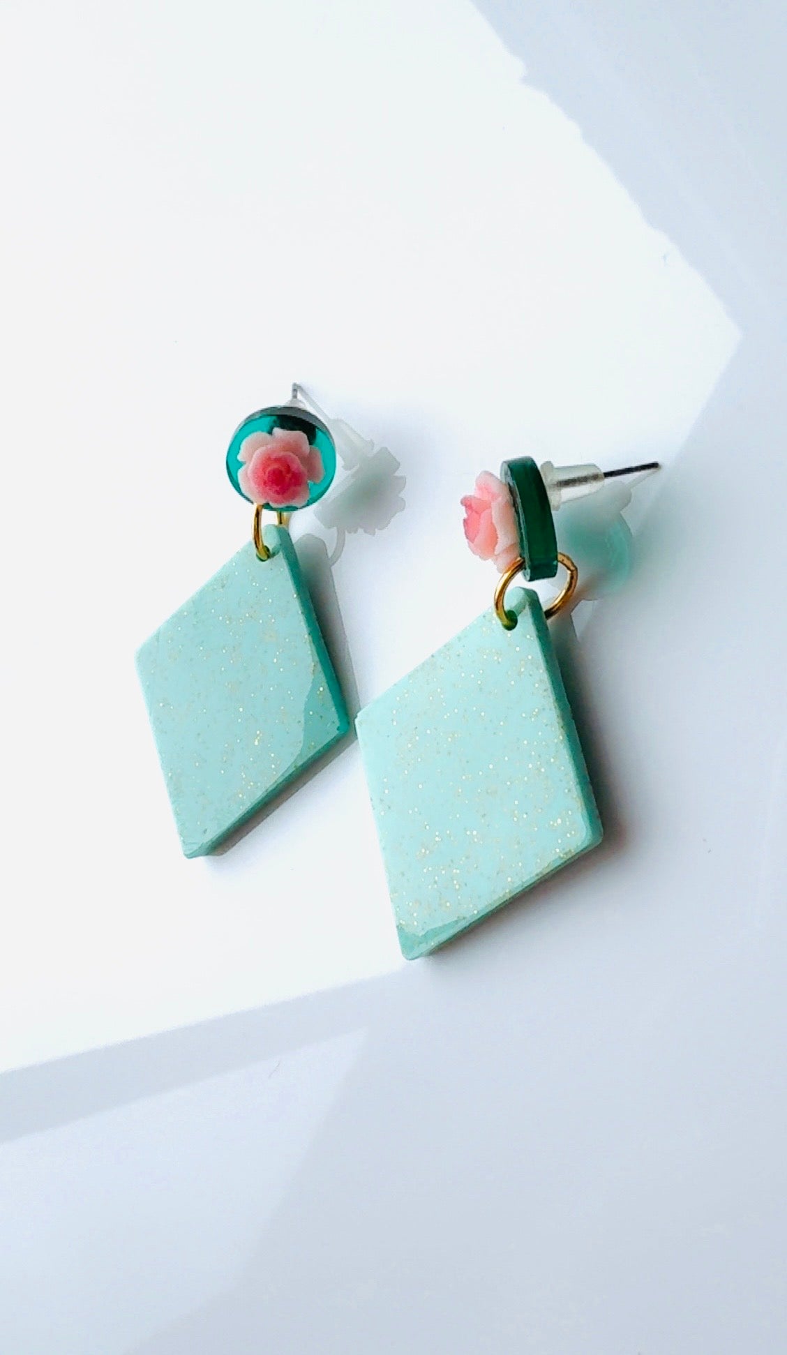 Blue Rose Triangle Dangle
