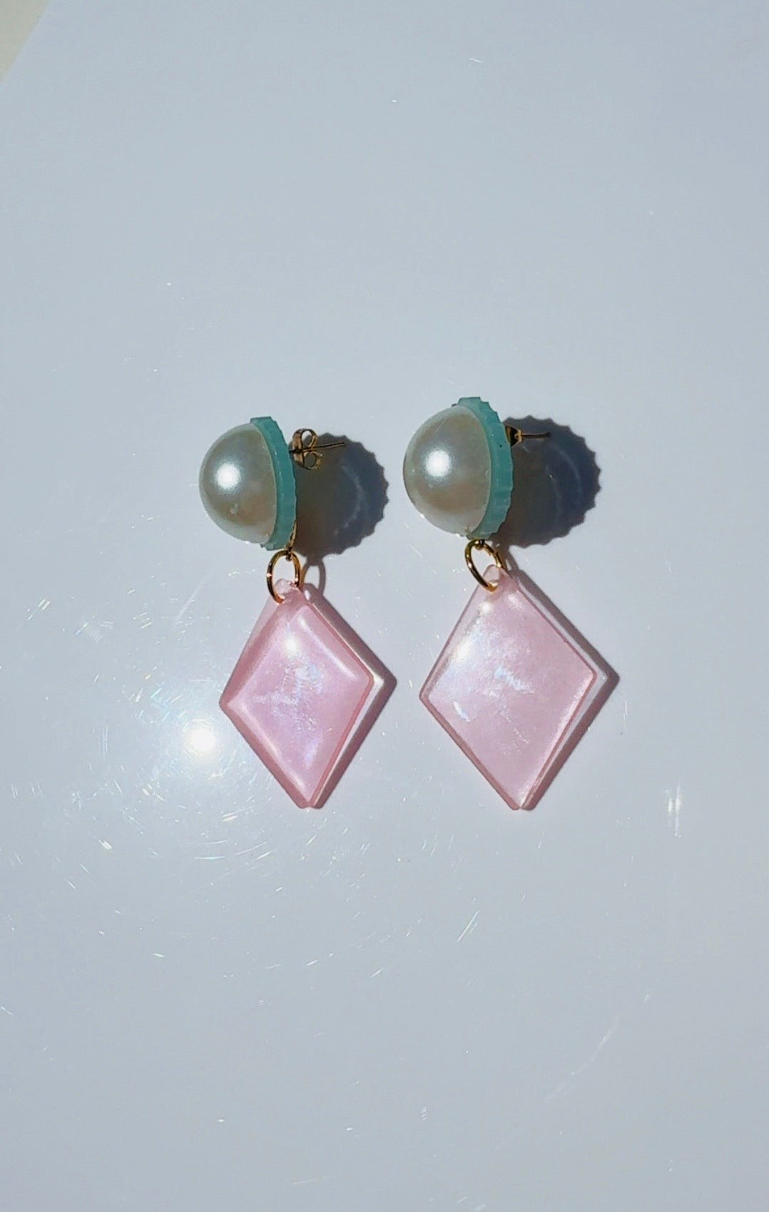 Big Pearl Blush Diamond Dangle
