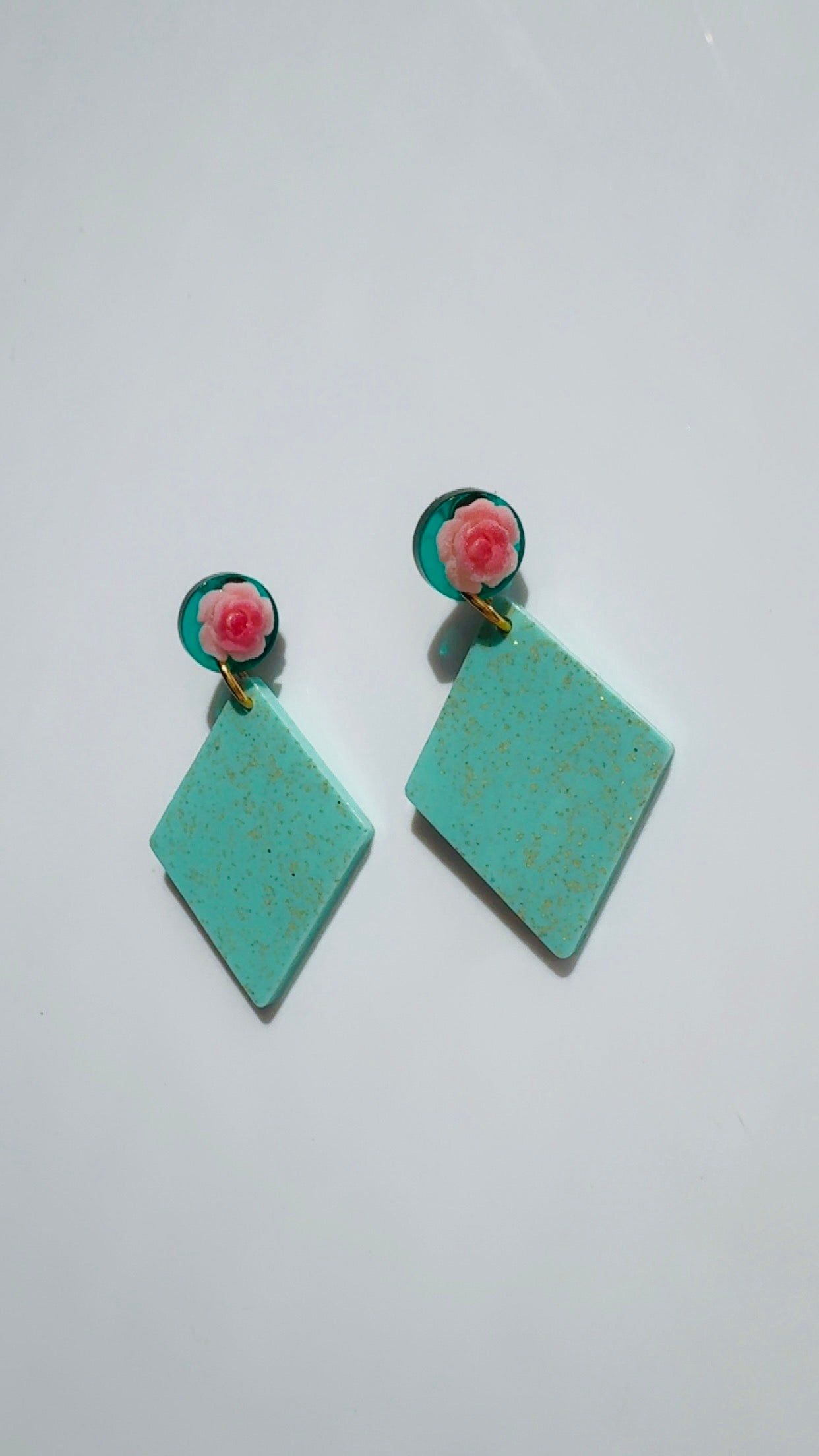 Blue Rose Triangle Dangle