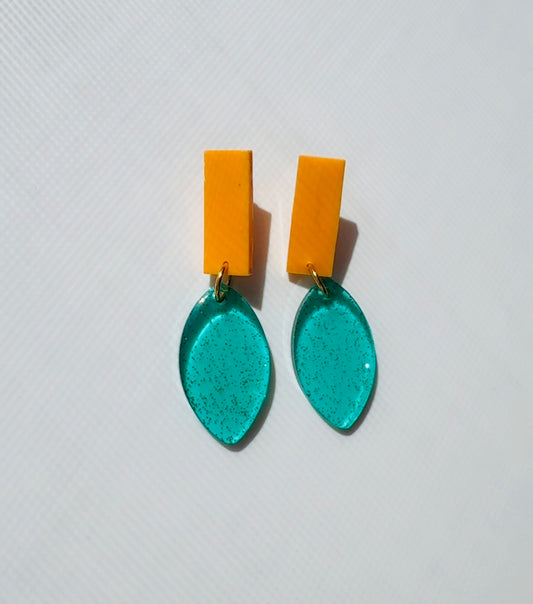Turquoise Glitter and Tangerine Ear Candy