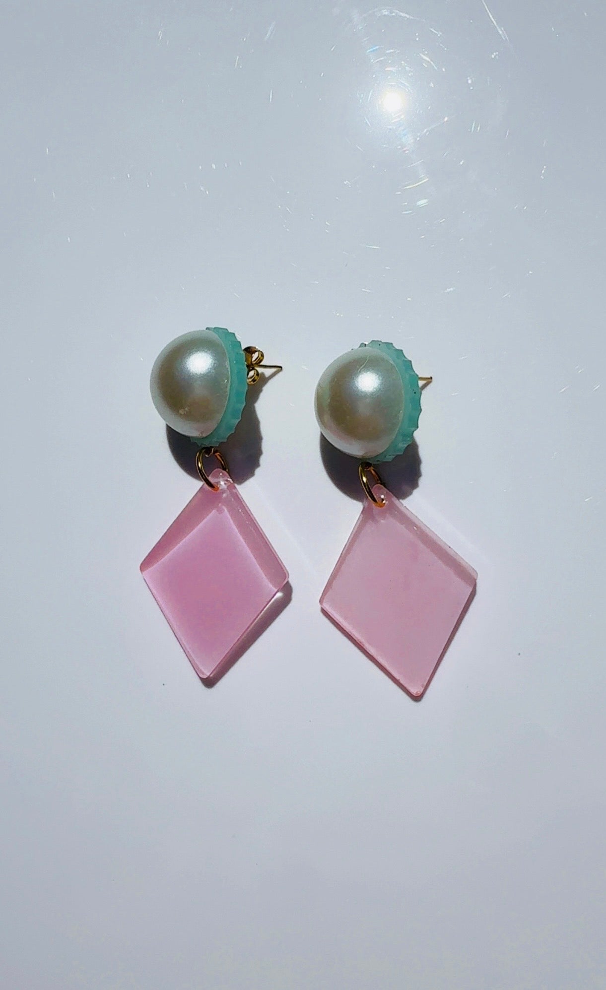 Big Pearl Blush Diamond Dangle