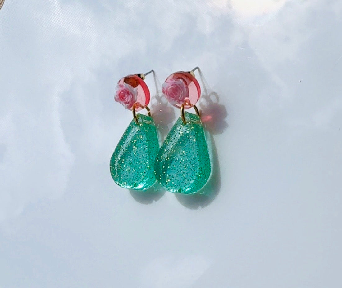 Rose and Mint Green Earrings