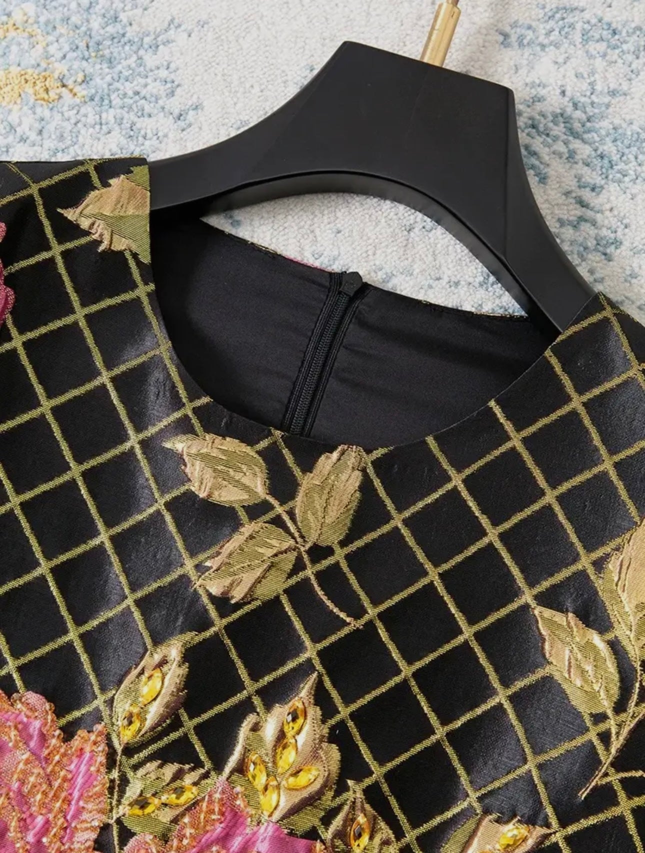 Brocade Floral Mini Dress