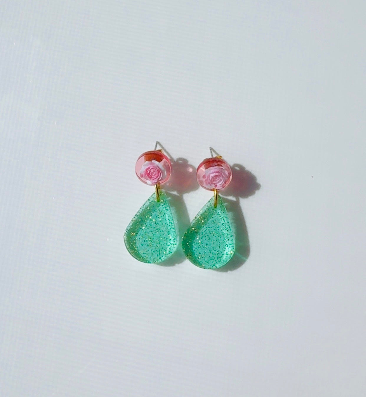 Rose and Mint Green Earrings