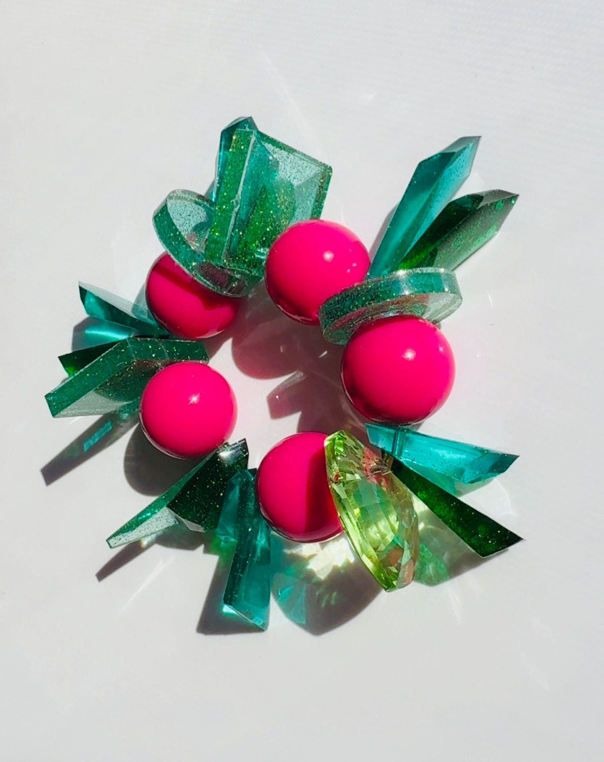 Hot Pink Teal Geo Bracelet