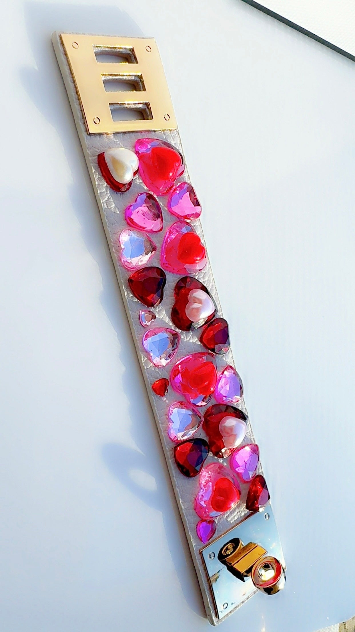 Heartbreaker White Leather Cuff