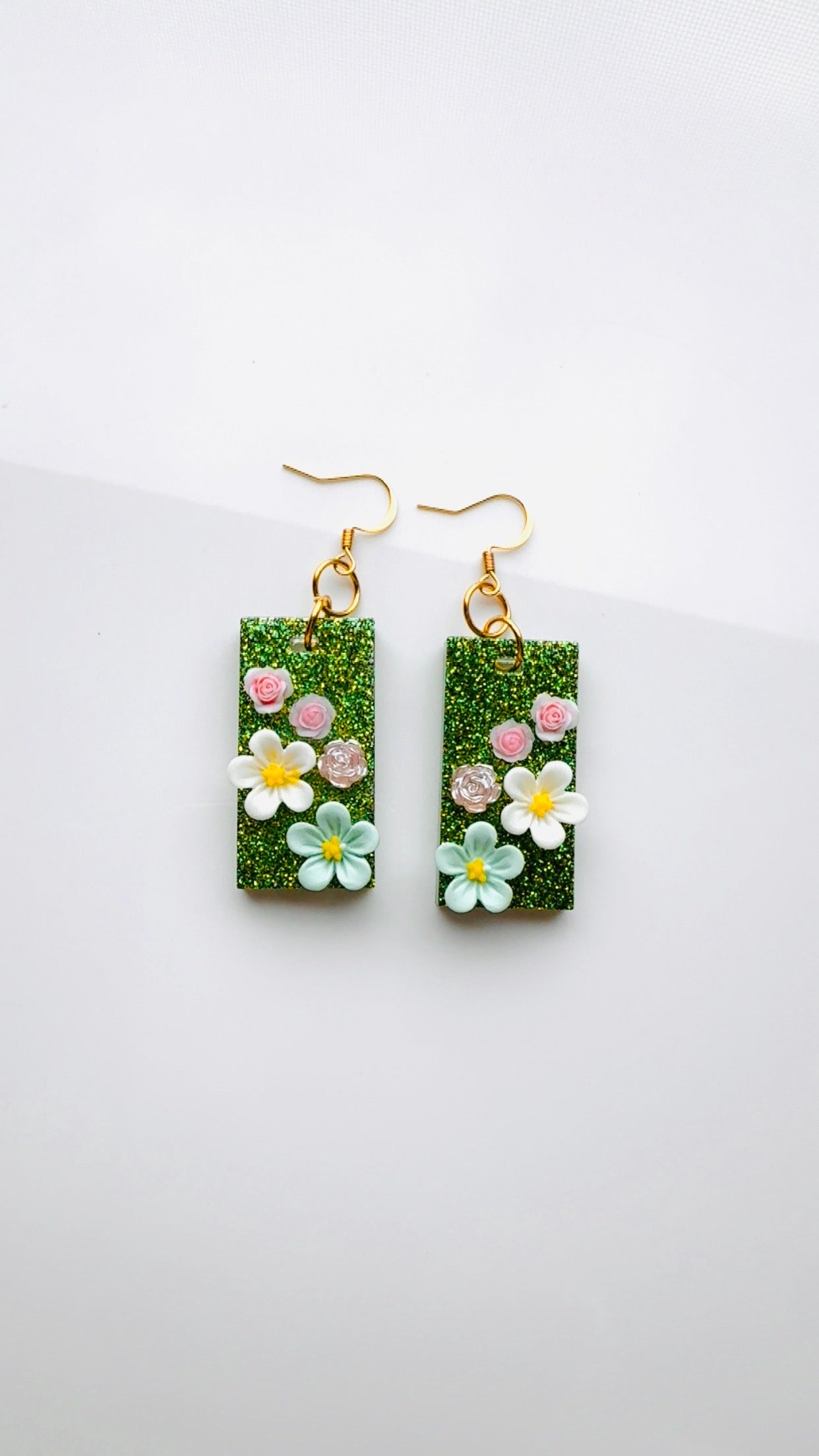 Green Garden Floral Earrings