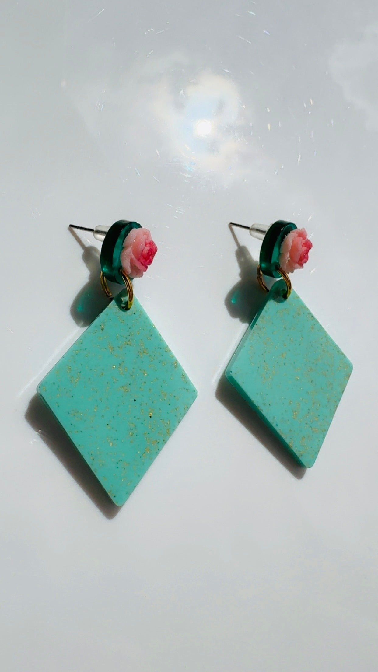 Blue Rose Triangle Dangle