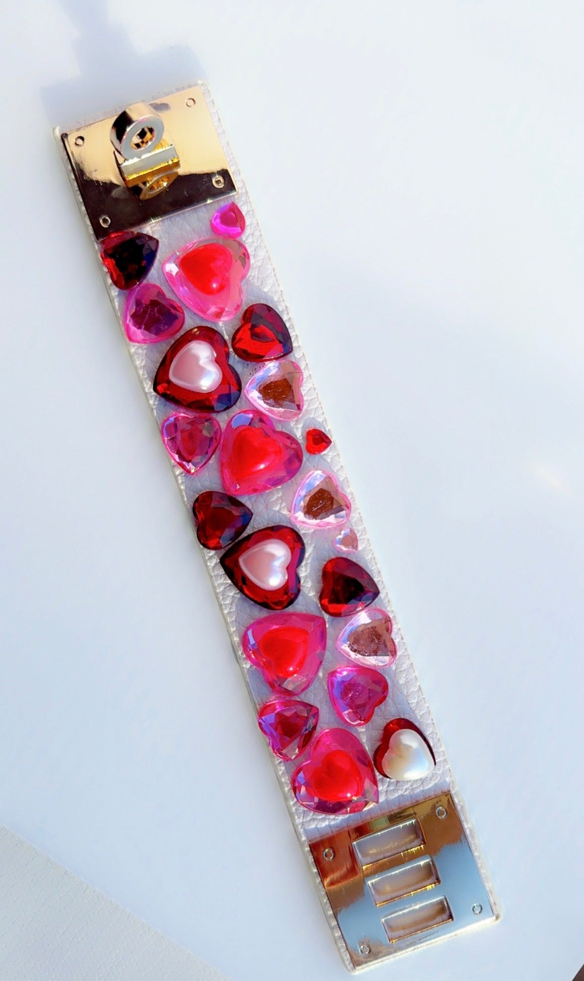 Heartbreaker White Leather Cuff