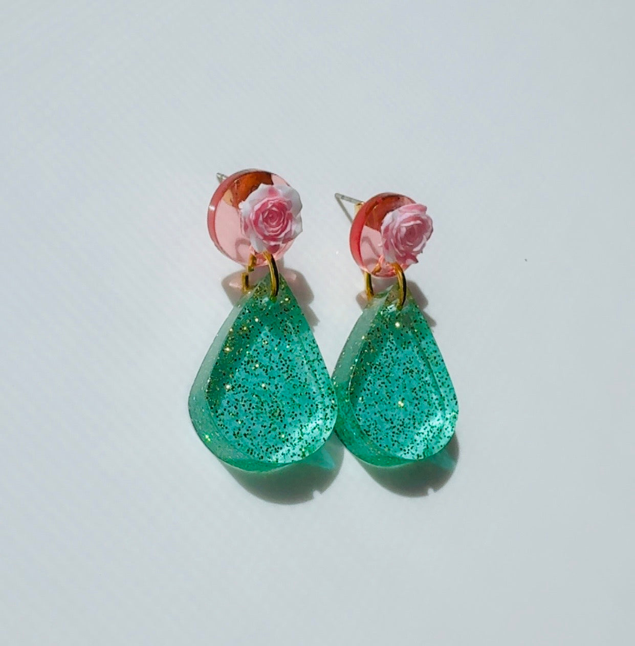 Rose and Mint Green Earrings