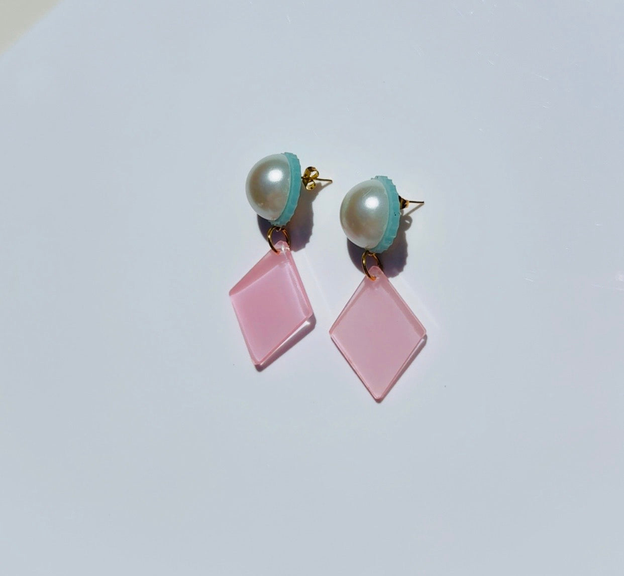 Big Pearl Blush Diamond Dangle