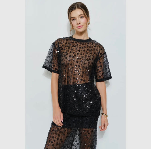 Black Sequin C-Thru Set