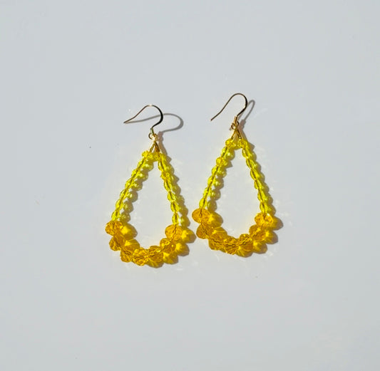 Yellow Crystal Pendulum Earrings ￼