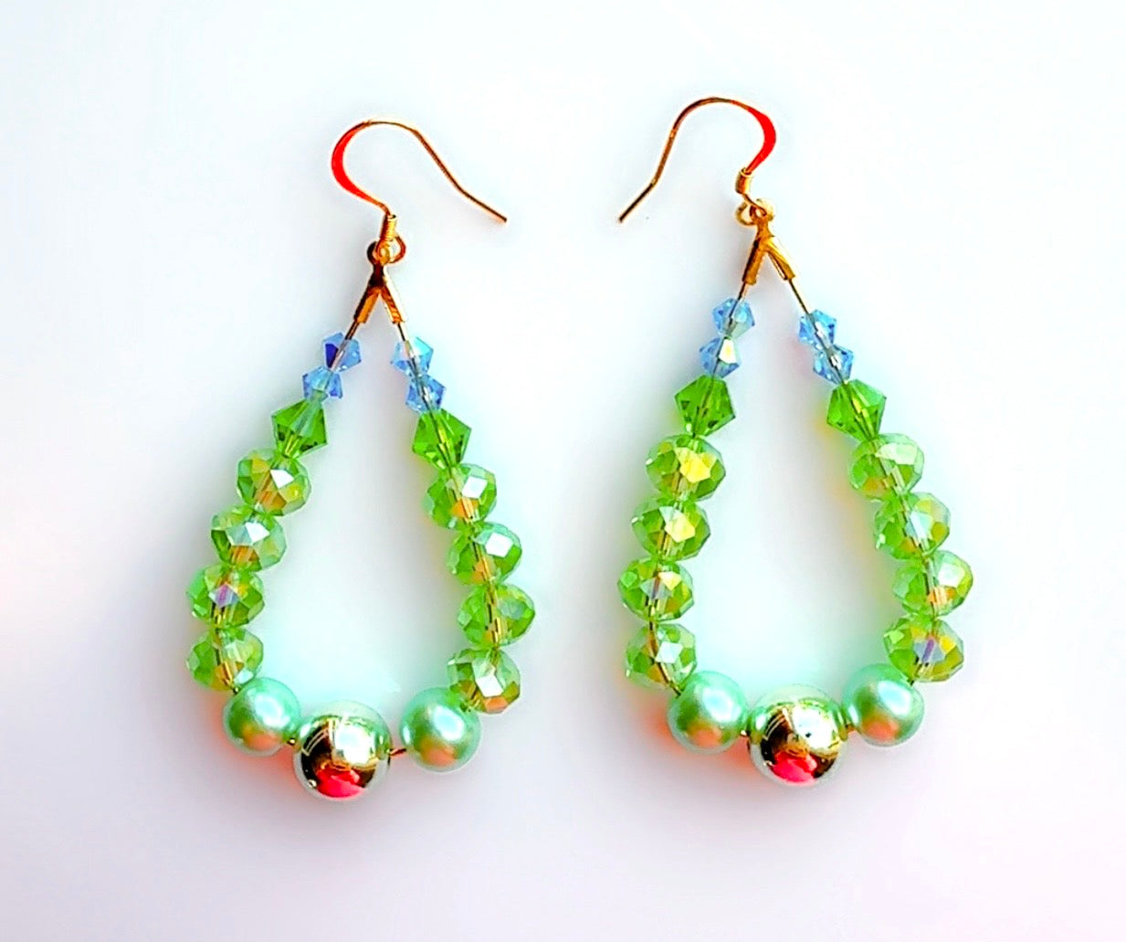 Green and Blue Garden Crystal Ear Candy